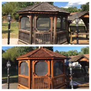 Gazebo before and after softwash pressure washing