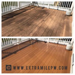 Power washing of wood deck by Extra Mile Powerwashing in Martinsburg, WV