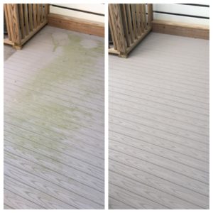 Composite deck before and after pressure washing by Extra Mile Powerwashing